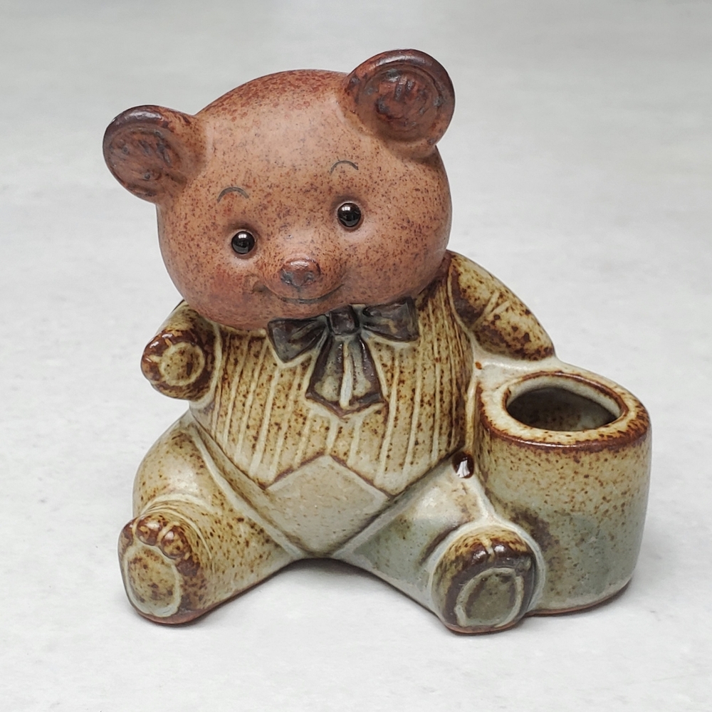 Vintage Stoneware Pottery Bear Toothpick Holder Giftcraft Japan